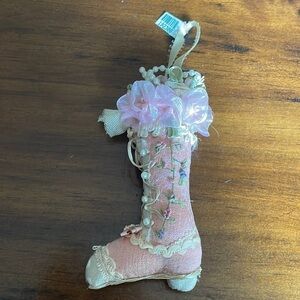New Victorian style pink heeled boot ornament